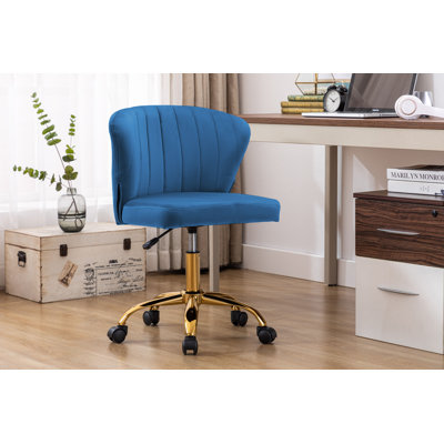 Josephine Velvet Office Chair with Gold Chrome Base