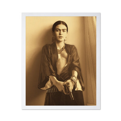Frida Kahlo Holding A Gun