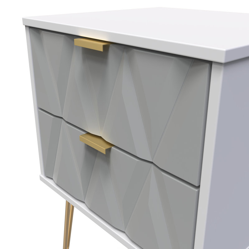 Baturhan 2 Drawer Bedside Cabinet (Ready Assembled), Shadow Matt/Grey