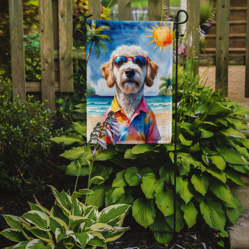 Bouvier bernois avec drapeau de jardin, Labradoodle