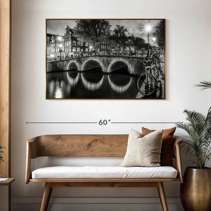 Vue moderne Amsterdam, 46 po x 31 po, Cadre flottant doré