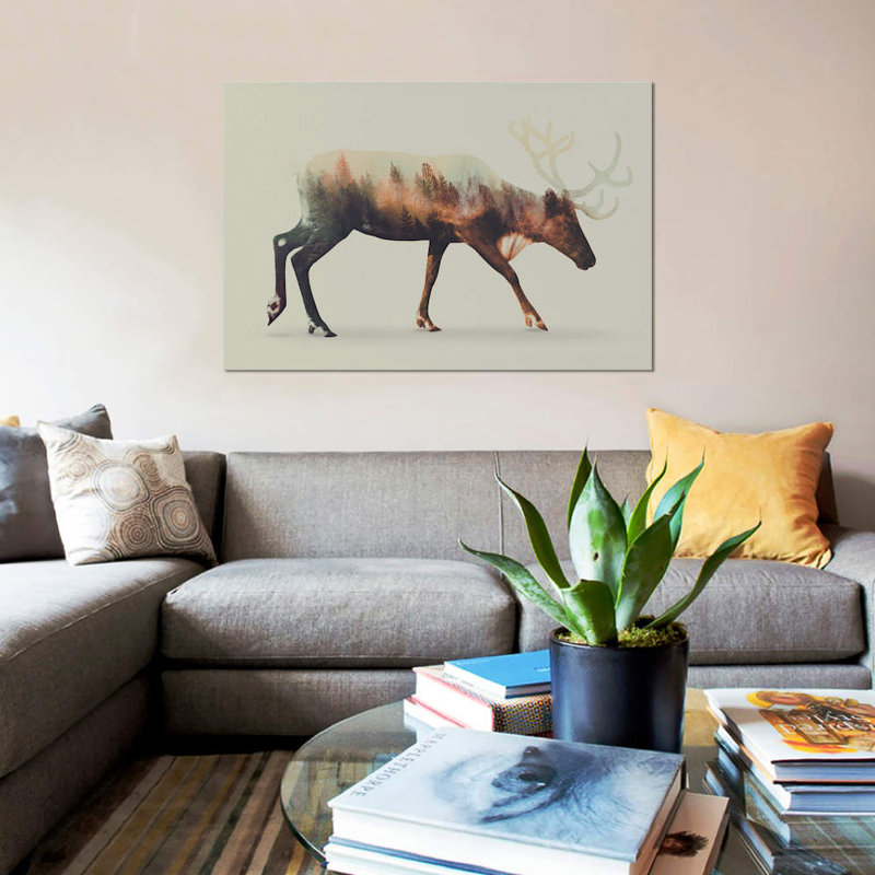 Reindeer by Andreas Lie - Print on Canvas, 101.6 cm H x 66.04 cm W x 1.91 cm D, No Frame