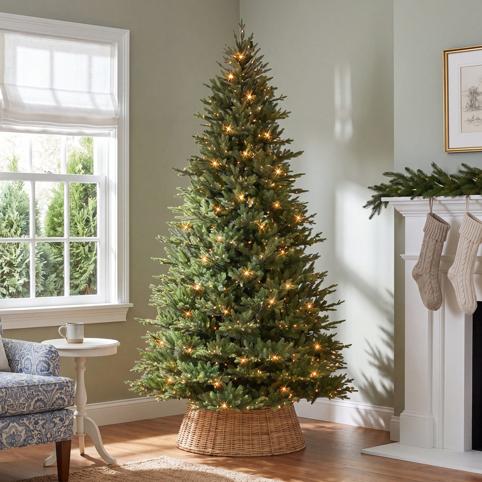 Lighted Artificial Christmas Tree, 9'