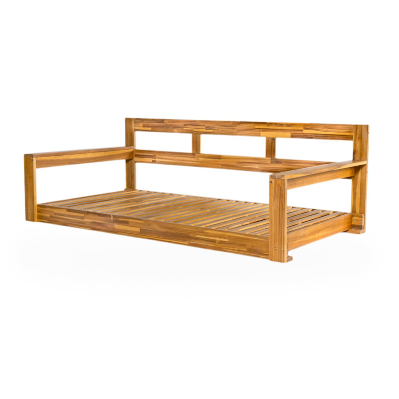 Structure de lit de jour de balançoire de véranda en bois pour patio, banc de balançoire de jardin avec 4 cordes de suspension