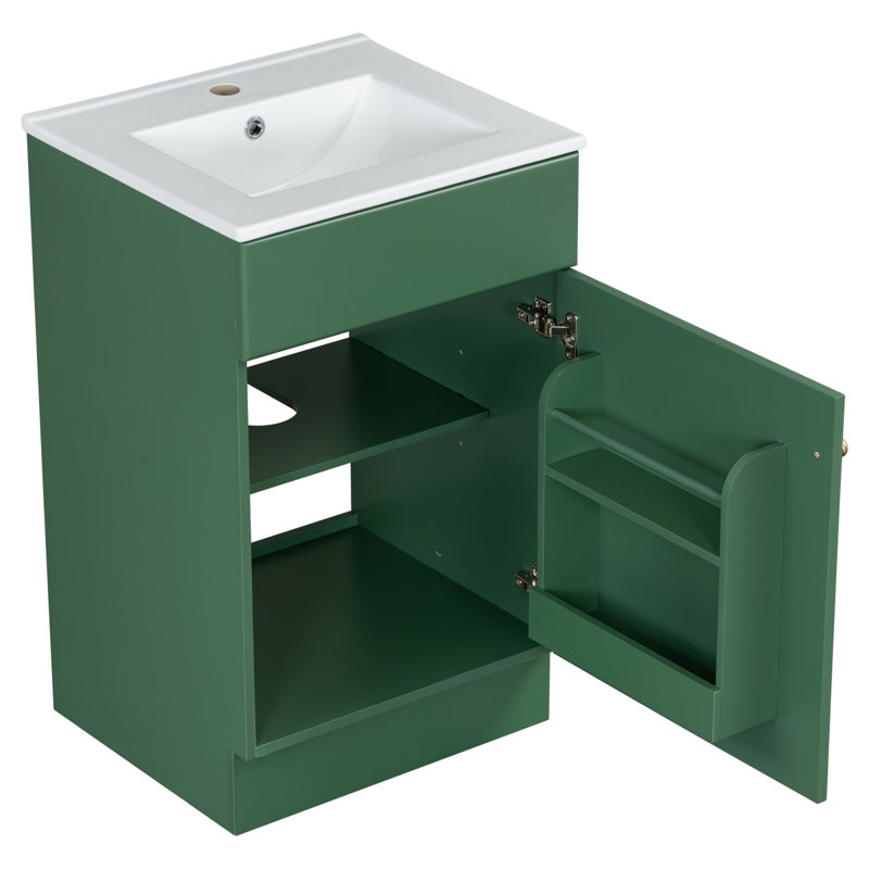 Meuble-lavabo simple 20 po avec comptoir en céramique, Vert