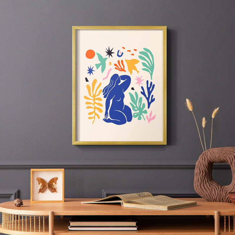 Matisse CDXLV, reproduction encadrée - bois massif, Cadre doré simple, H 28 po x l 22 po