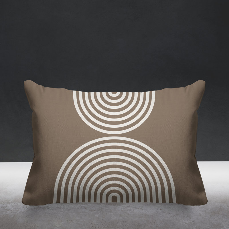 Coussin décoratif intérieur / extérieur Bini Boho Rainbow, Beige, 14 po x 20 po, Rectangulaire