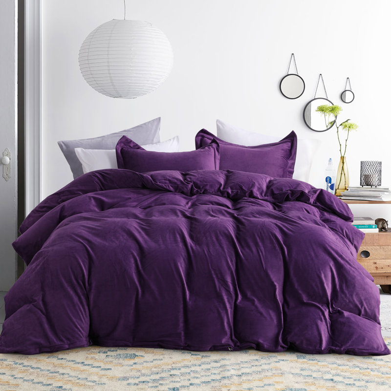 Ensemble de housse de couette 3 pièces, housse de couette en flanelle avec fermeture à glissière - NTBAY, Très grand, Mauve