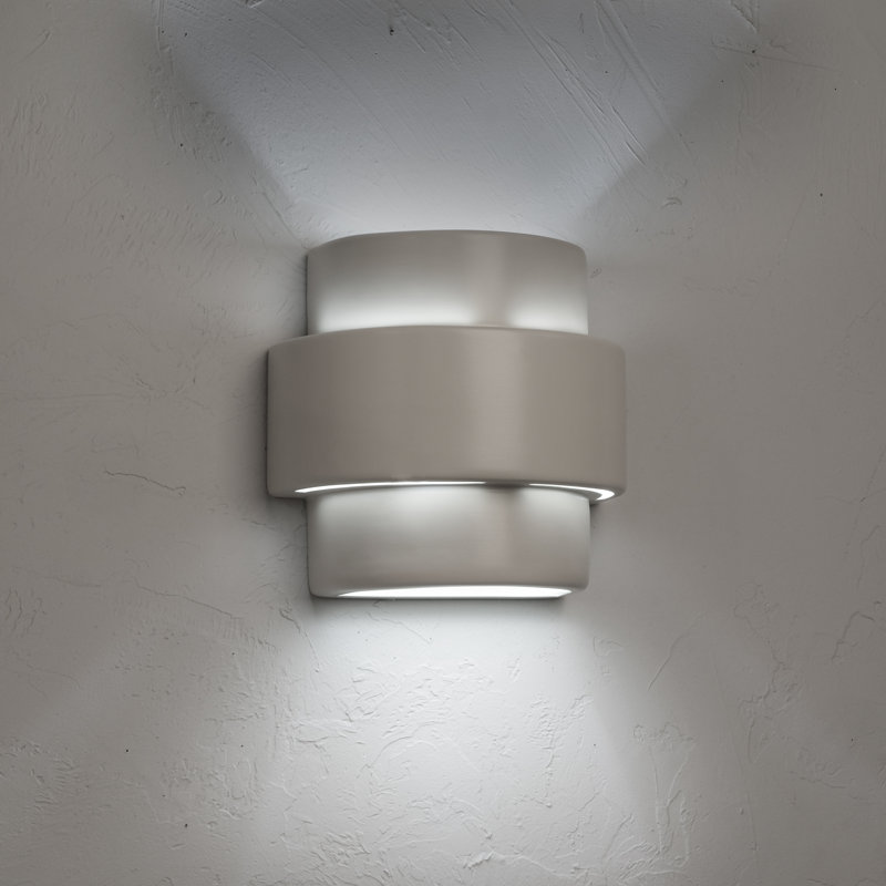 Chiyeko Ceramic Wall Light, LED Bulb Included, 10" H x 10" W x 6" D, Matte White