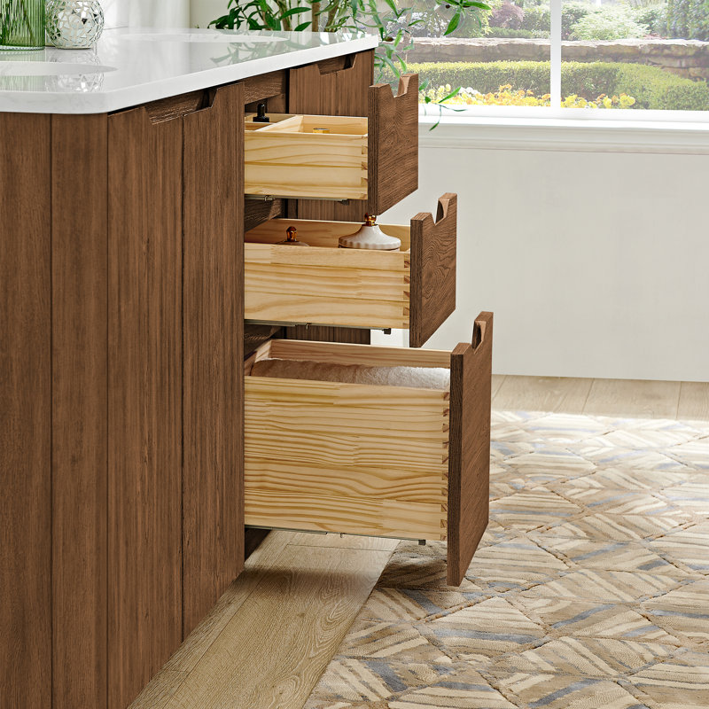 Meuble-lavabo double 60 po Innes, Chêne brun patiné