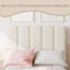 Wave Headboard Platform Bed Frame, Upholstered Boucle Lambskin, Sturdy Wood Slats, Easy Assembly-1227102525-1227103936
