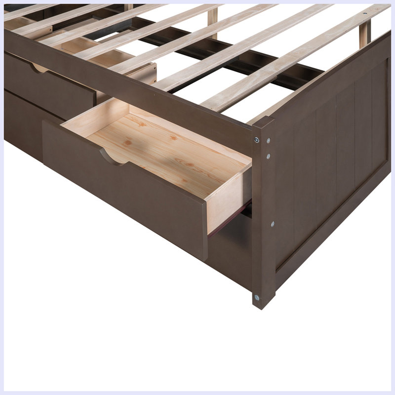 Storage Bed With Trundle, Full, Antique Brown