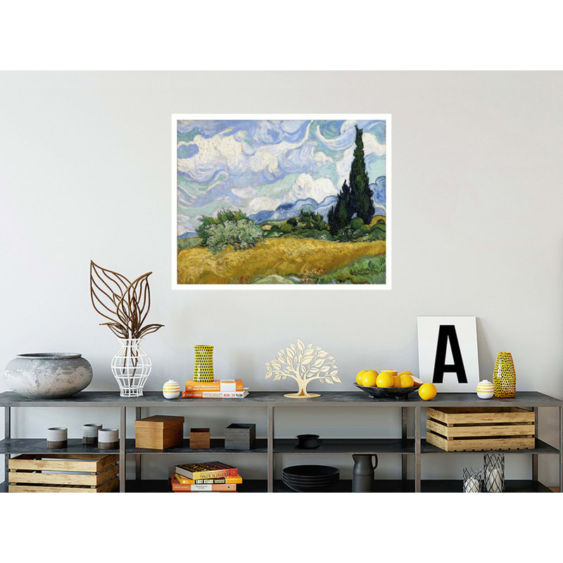 Champ de blé avec cyprès par Vincent van Gogh - Impression giclée, H 32 po x l 40 po