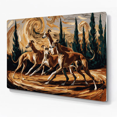 Dogs Italian Greyhound Brown Metal Wall Art