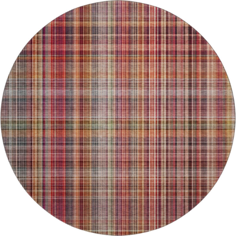 Premium Machine Washable Cerrito AMF541 Red Rug, Round 8'