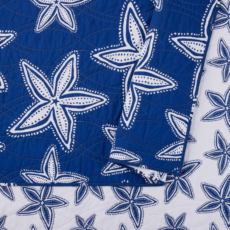 Ensemble de courtepointe 100% coton Sea Star, Courtepointe pour grand lit + 2 taies décoratives