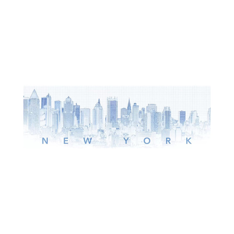 Digital Sketch Of Manhattan Skyline, NYC, USA I by Panoramic Images - Wrapped Canvas Panoramic Print