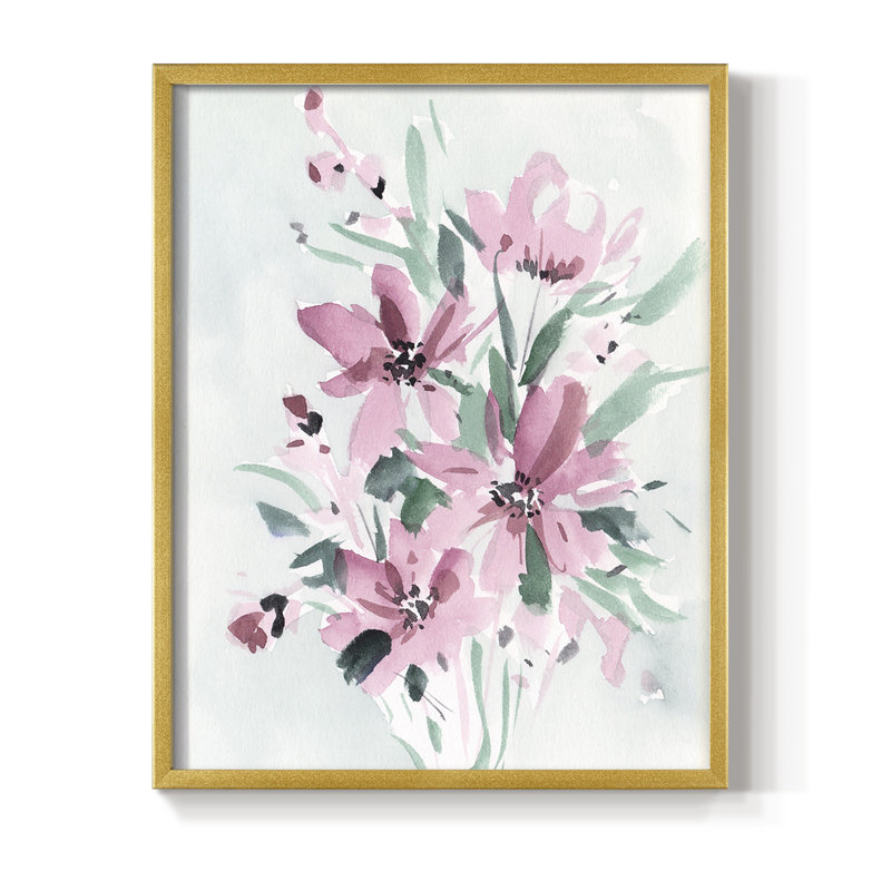 Posy Blooms I, reproduction encadrée - bois massif, H 15 po x l 12 po, Doré