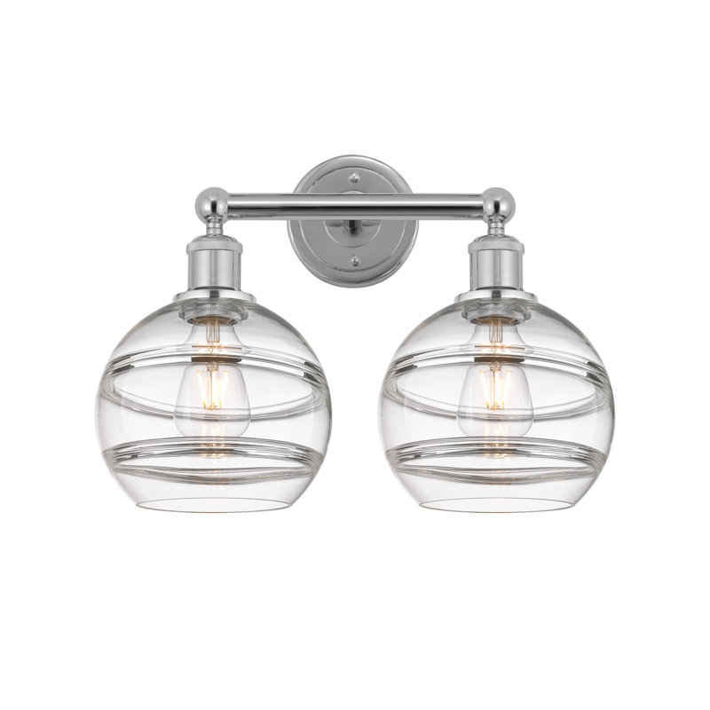 Éclairage pour meuble-lavabo à 2 lumières à intensité variable Bienes, Transparent, Chrome poli