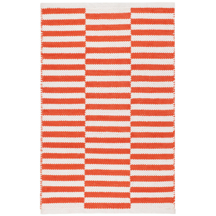Sailing Stripe Tangerine Handwoven Indoor/Outdoor Rug