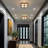 Yearb 4-Light Black & Gold Flush Mount with Globe Frosted Glass for Dry Indoor-1828906078