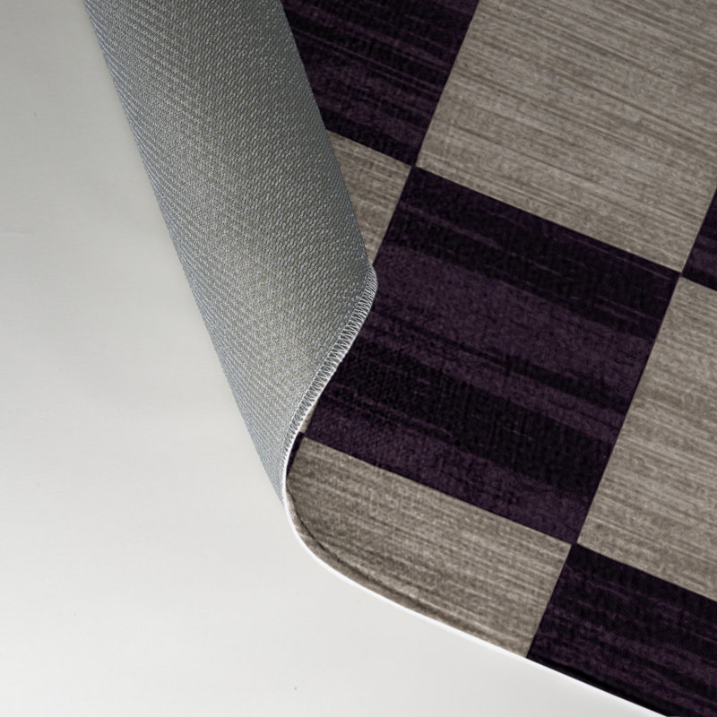 Tapis intérieur / extérieur mauve à carreaux, Rectangulaire 3 pi x 5 pi