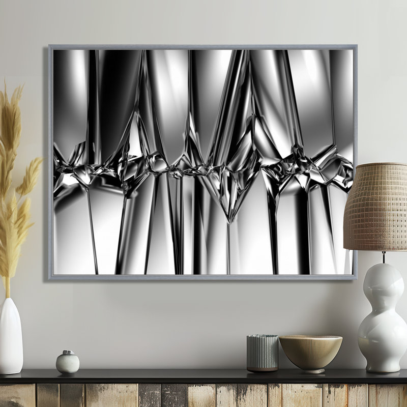 « black white crystal background », reproduction d’impression sur toile tendue, H 12 po x l 20 po, Cadre flottant