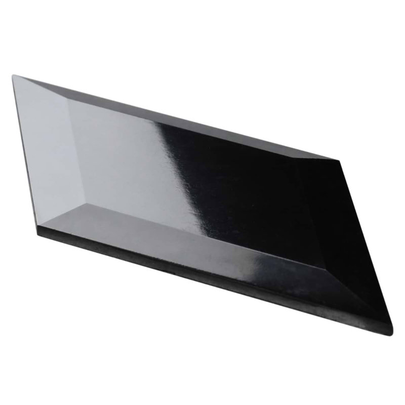 Basque 6x12 Beveled Polished Marble Tile, Black