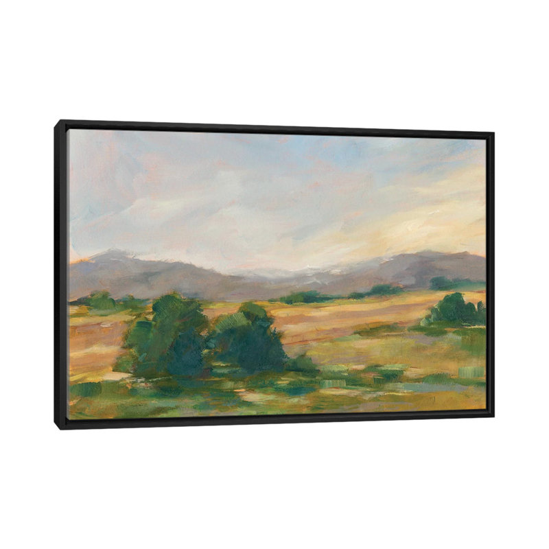 « Green Valley II » par Ethan Harper, reproduction d’art, Toile avec cadre noir, H 26 po x l 40 po x 1,5 po, Pas de tapis
