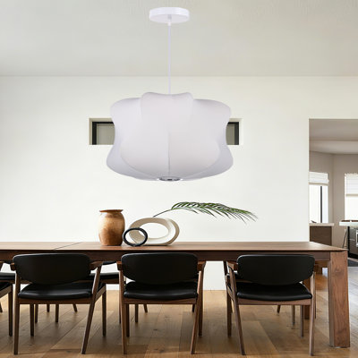White Minimalist Fabric Pendant Light for Living Room