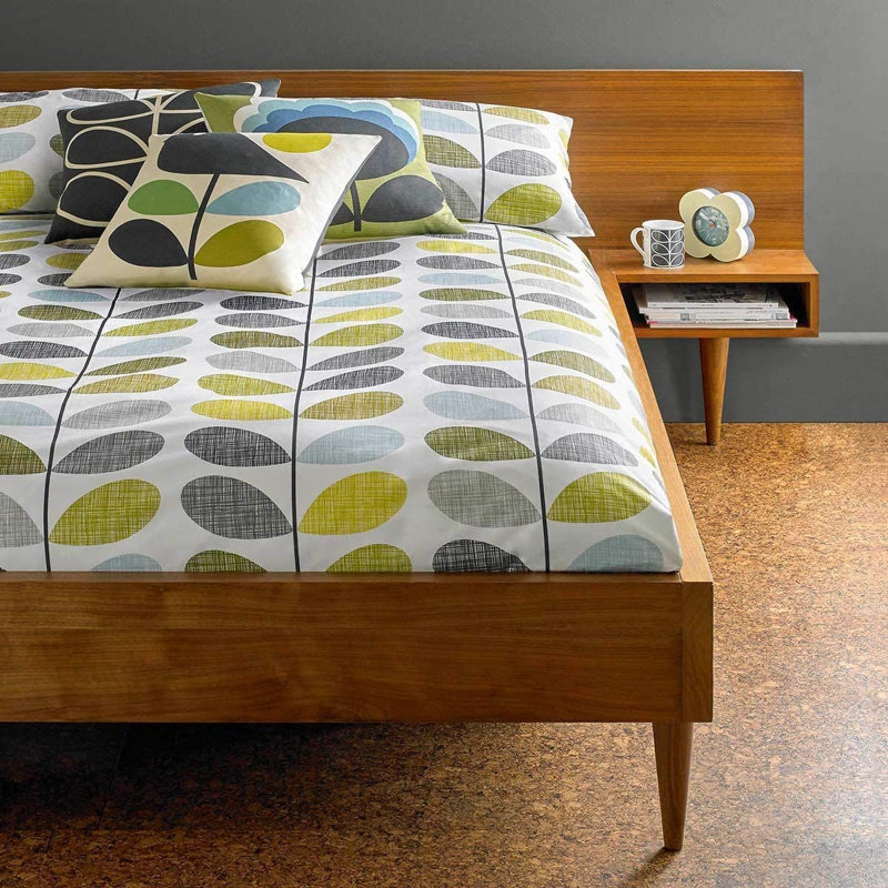 Orla Kiely Scribble Stem Multi Geometric 100% Cotton Pillowcase, Gold/Blue/Grey