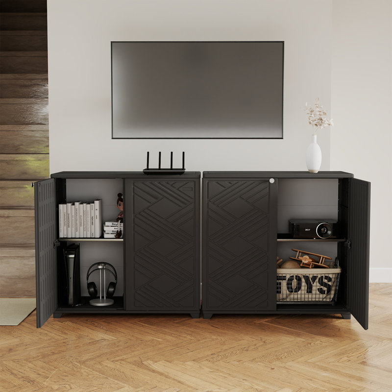 Armoire de rangement d'extérieur en forme de diamant 75 gallons avec 1 tablette PawsomePad, Black