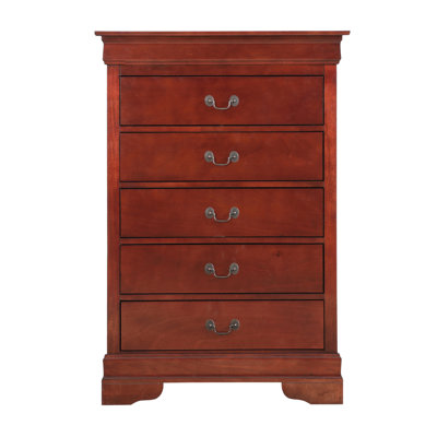 Commode de chambre à coucher traditionnelle - fini cerisier, quincaillerie en métal pour une utilisation à long terme, tiroirs stables, quincaillerie robuste G3100, panneau de particules