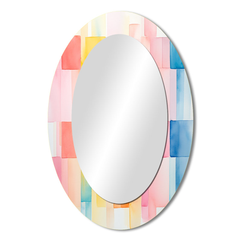 Paster Color Cubes Patterns III - Miroir mural multicolore, H 36 po x l 24 po