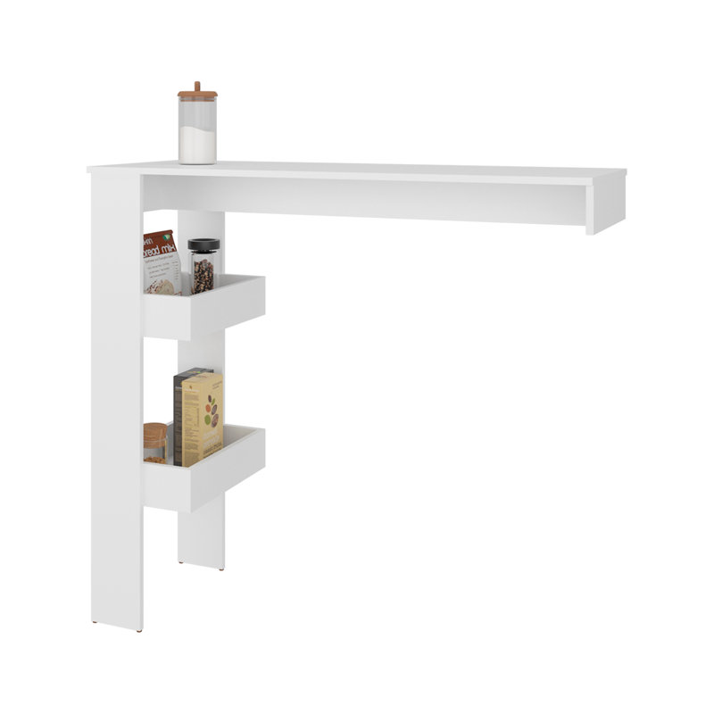 Table de bar H 43,1 po, 3 tablettes, blanc - Cuisine