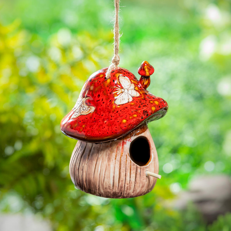 Cabane à oiseaux suspendue en céramique Fantasy