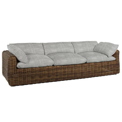Montecito 111.25" Wide Outdoor Wicker Patio Sofa with Cushions