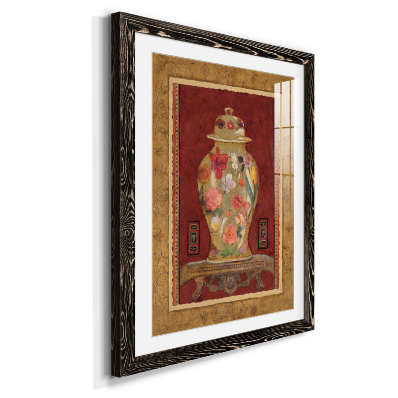 Romantique urne I - peinture encadrée, Papier encadré noir, H 37,5 po x l 27,5 po x P 1,5 po