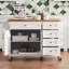 52'' Kitchen Island With Drop Leaf, Embossed Texture Kitchen Island On Wheels With Spice Rack, Towel Rack, 2 Doors And 5 Drawers-1221457667