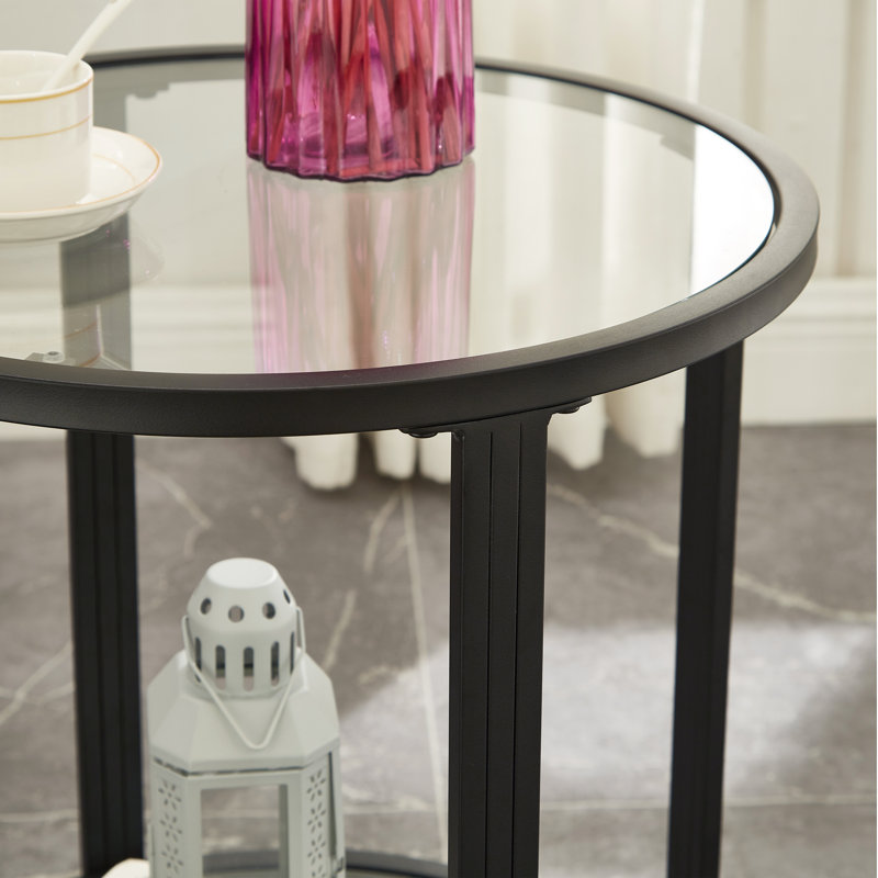 Doynton Round Glass Top End Side Table