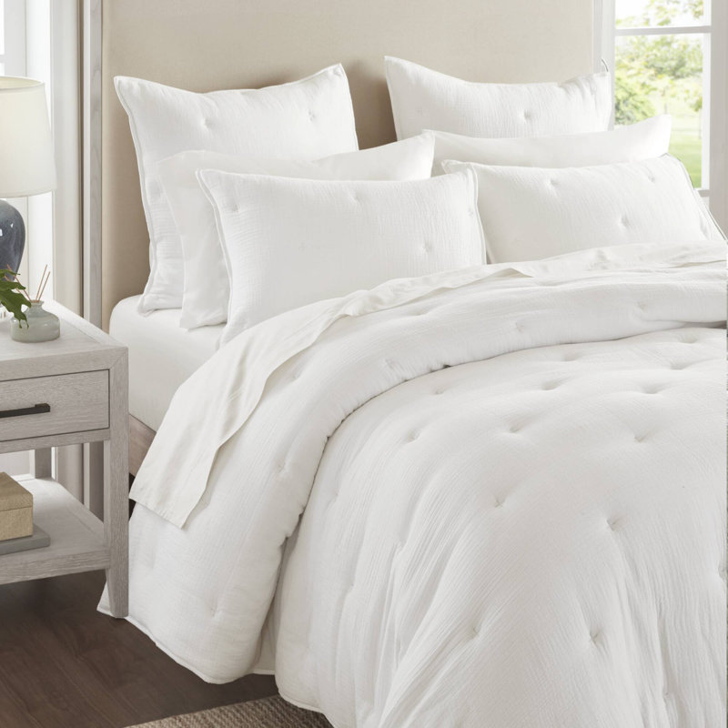 Breeze Cotton Gauze Embroidered Euro Sham, White
