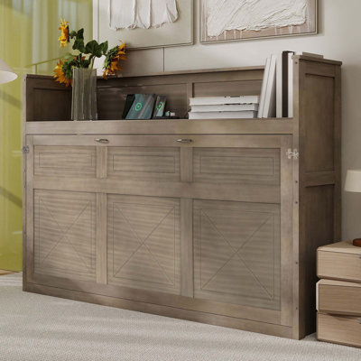 Twin XL Murphy Bed With Desk LED Light And USB Charging Station For Space Saving And Versatile Living