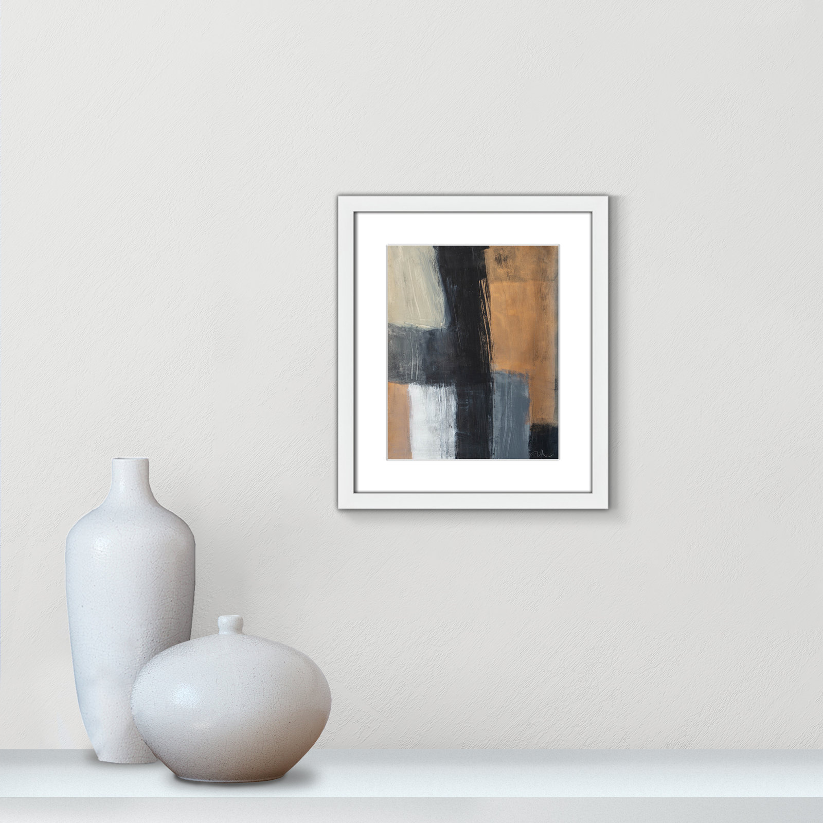 Metallic Slate II Print, White Matted Picture Framed, 15" H x 13" W x 1.25" D