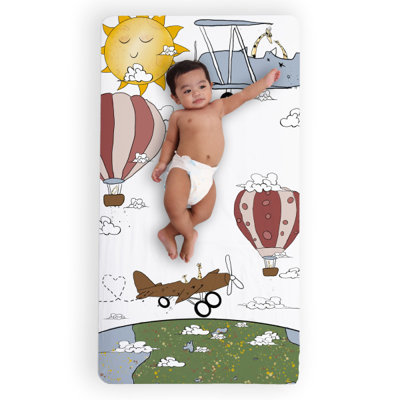JumpOff Jo - Drap-housse pour lit de bébé, drap super doux 100% coton pour matelas de lit de bébé standard et lits pour tout-petits, 28 po x 52 po, Designs de contes - Prenez son envol