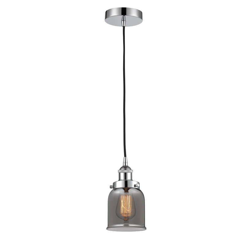Luminaire suspendu en forme de cloche à 1 lumière Bostonia, H 9,5 po x l 5 po x P 5 po, gris, Chrome poli