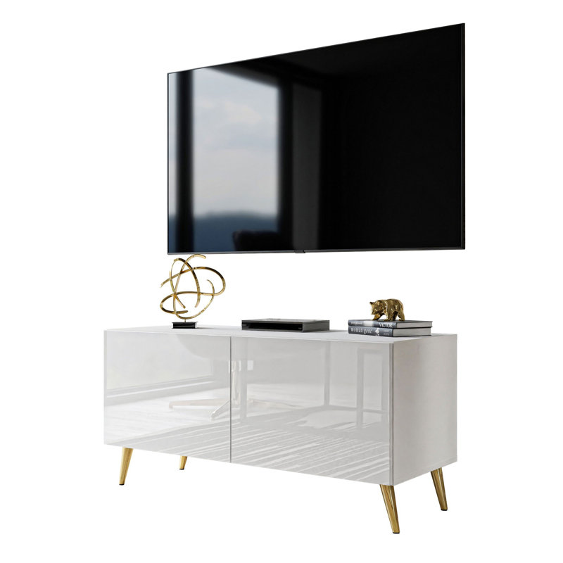 Gabrie TV Lowboard for TVs up to 42", White/Gold