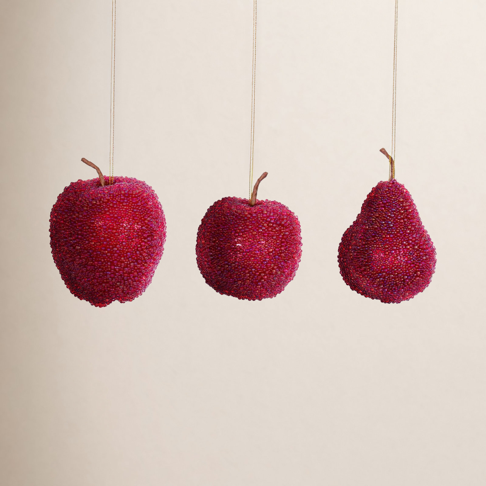 5" Bauble, Red Beaded