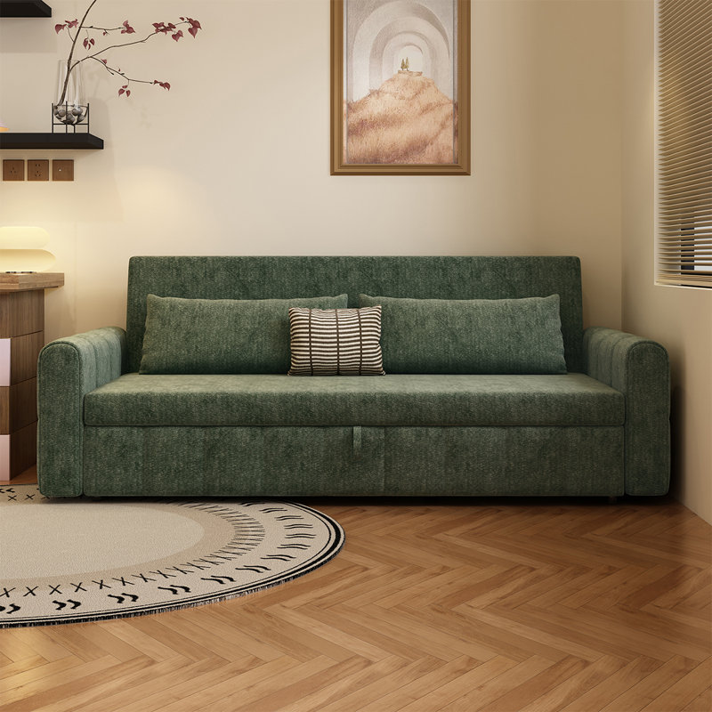 Canapé réglable en métal crème Chenille, H 36,2 po x l 82,7 po x P 35,4 po