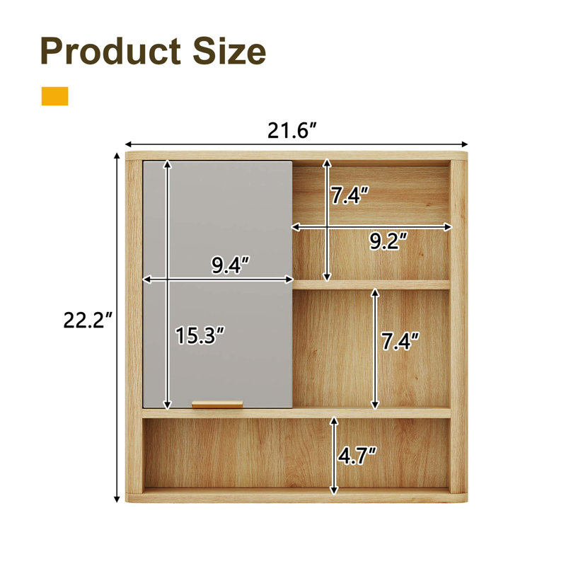 Armoire à miroir murale compacte avec rangement ouvert et compartiment caché
