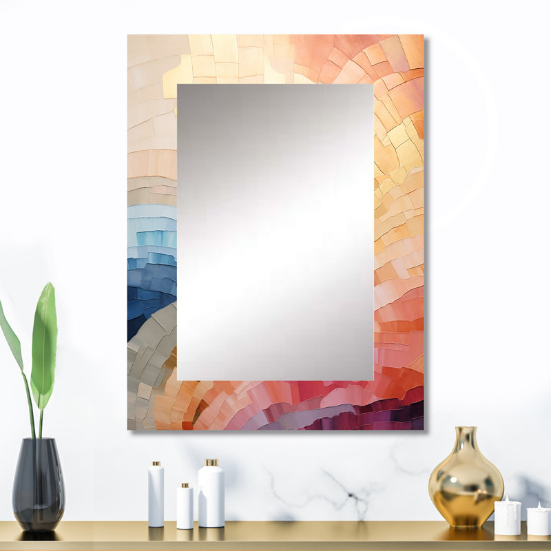 Minimalisme Colors In Harmony II - miroir mural décoratif arc-en-ciel, miroir traditionnel, impression d'art en métal